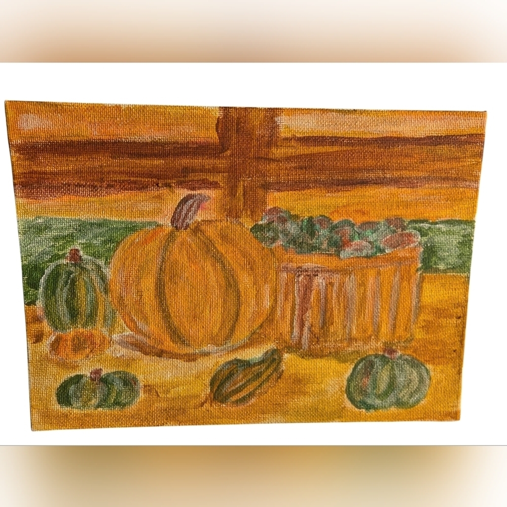 Autumn Harvest Canvas Wall Art, Hand painted 5x7